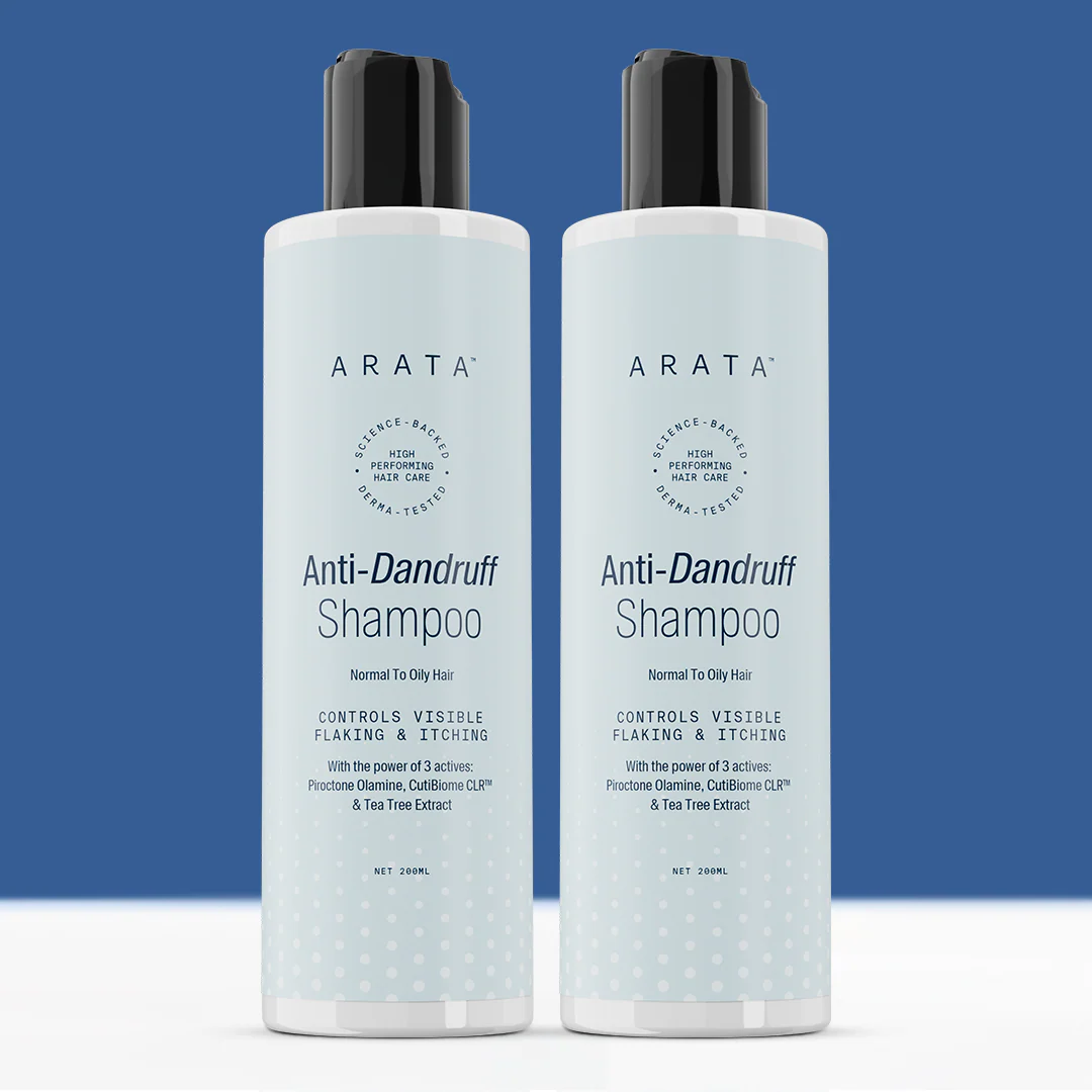 Arata Anti-Dandruff Shampoo | Piroctone Olamine and Neem | Up To 100% Dandruff Reduction | Pack of 2