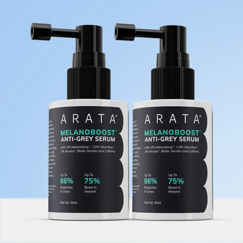 MelanoBoost Anti-Grey Hair & Beard Serum with MelanoGray, Silverfree, Arcolys® & Vegan Keratin - 30ml (Pack of 2)
