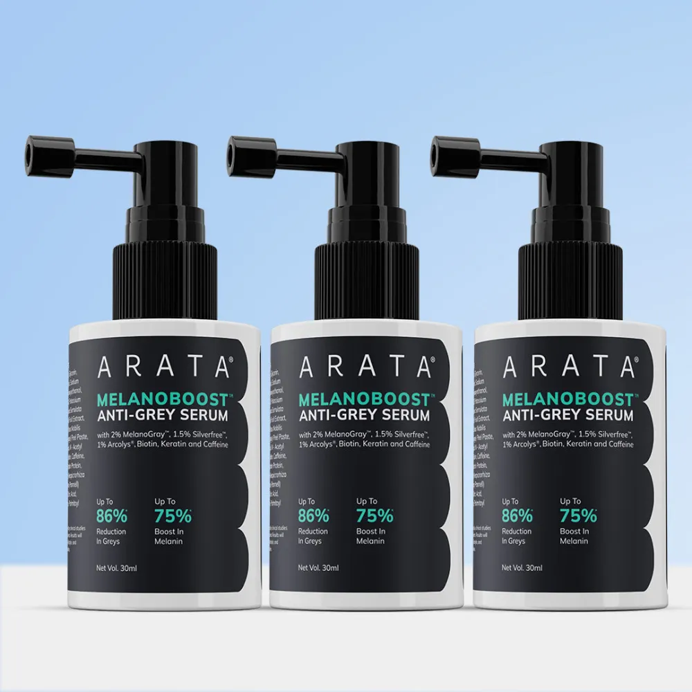 MelanoBoost Anti-Grey Hair & Beard Serum with MelanoGray, Silverfree, Arcolys® & Vegan Keratin - 30ml (Pack of 3)