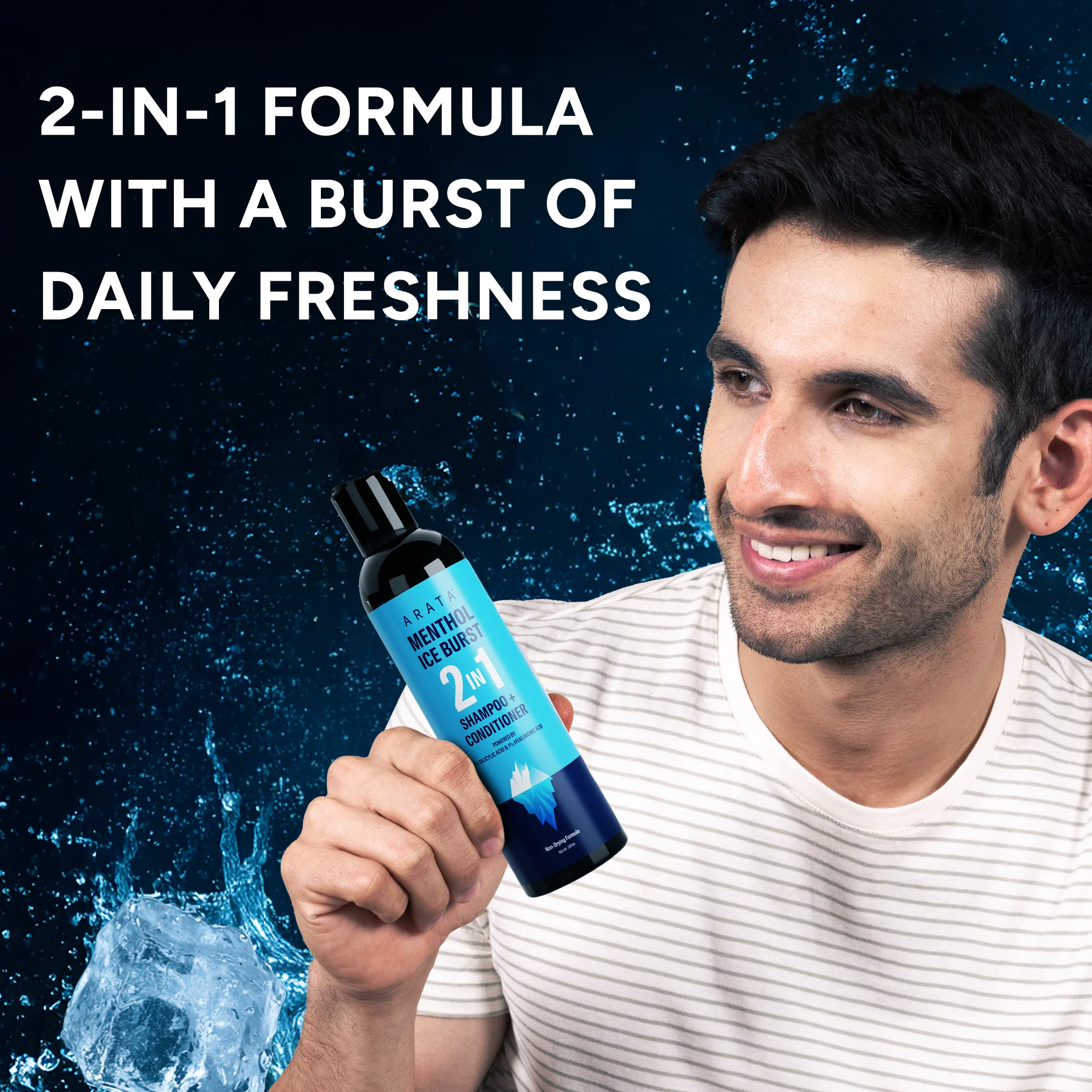 Menthol Ice Burst 2-in-1 Shampoo + Conditioner | Removes Scalp Buildup and Deeply Hydrates Strands | With 1% Salicylic Acid (Pack of 3) - Image 3