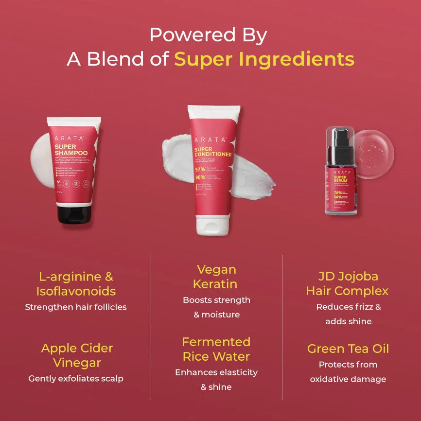 Super Anti-Damage Value Pack with Biotin, Jojoba & Vegan Keratin for Dry, Frizzy, & Damaged Hair - Super Shampoo (150ml) + Super Conditioner (200ml) + Super Serum (30ml) - Image 3